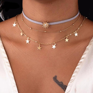 Trendy Sun & Stars Multilayer Necklace - Freedom Look