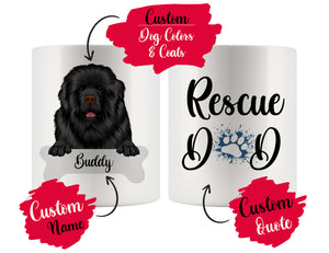 Personalized Newfoundland Dog Rescue Mom Dad Mug, Best Dog Owner Gift