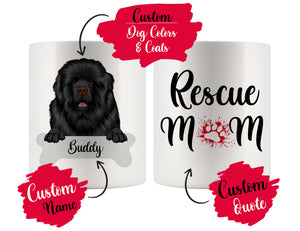 Personalized Newfoundland Dog Rescue Mom Dad Mug, Best Dog Owner Gift