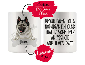 Personalized Norwegian Elkhound Dog Mom Dad Mug, Funny Dog Owner Gift
