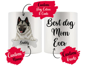 Personalized Norwegian Elkhound Dog Mom Dad Mug, Best Dog Owner Gift