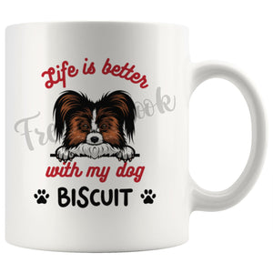 Personalized Papillon Dog Mom Dad Mug, Custom Dog's Name Gift