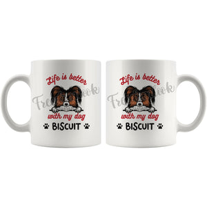 Personalized Papillon Dog Mom Dad Mug, Custom Dog's Name Gift