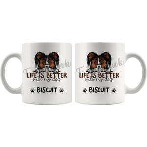 Personalized Papillon Dog Mom Dad Mug, Custom Dog's Name Gift