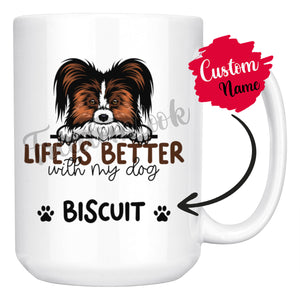 Personalized Papillon Dog Mom Dad Mug, Custom Dog's Name Gift