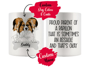 Personalized Papillon Dog Mom Dad Mug, Funny Dog Owner Gift
