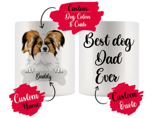 Personalized Papillon Dog Mom Dad Mug, Best Dog Owner Gift
