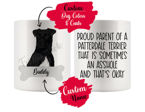 Personalized Patterdale Terrier Dog Mom Dad Mug, Funny Dog Owner Gift