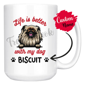 Personalized Pekingese Dog Mom Dad Mug, Custom Dog's Name Gift
