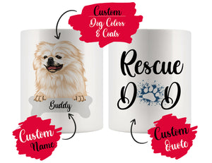 Personalized Pekingese Dog Rescue Mom Dad Mug, Best Dog Owner Gift