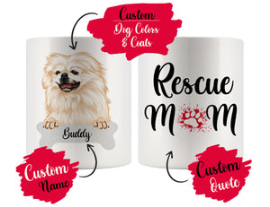 Personalized Pekingese Dog Rescue Mom Dad Mug, Best Dog Owner Gift