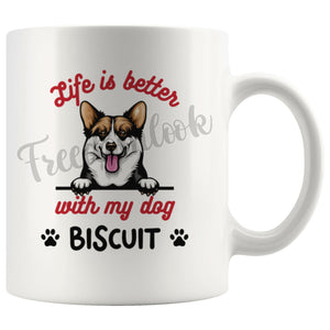 Personalized Pembroke Welsh Corgi Dog Mom Dad Mug, Custom Dog's Name Gift
