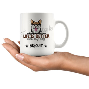Personalized Pembroke Welsh Corgi Dog Mom Dad Mug, Custom Dog's Name Gift
