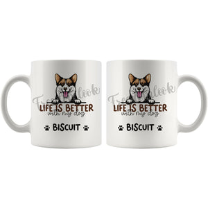 Personalized Pembroke Welsh Corgi Dog Mom Dad Mug, Custom Dog's Name Gift