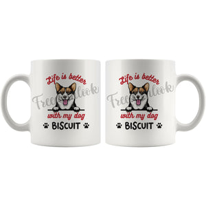 Personalized Pembroke Welsh Corgi Dog Mom Dad Mug, Custom Dog's Name Gift