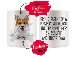 Personalized Pembroke Welsh Corgi Dog Mom Dad Mug, Funny Dog Owner Gift