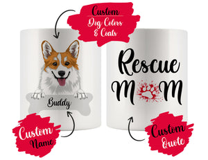 Personalized Pembroke Welsh Corgi Dog Rescue Mom Dad Mug, Best Dog Owner Gift