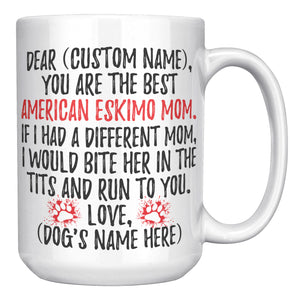 Personalized American Eskimo Mom Gifts, Eskimo Mommy Mug, Eskimo Dog Owner Gift