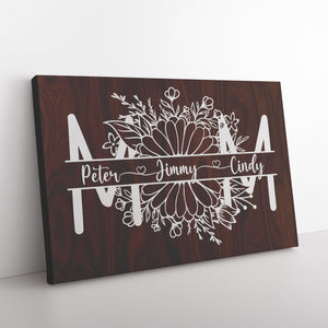 Personalized Canvas for My Mom, Custom Names With Hearts, Special Gift from Daughter Son or Husband, Mother's Day Saying Gift
