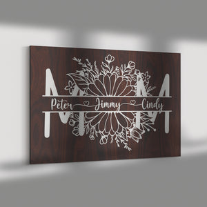 Personalized Canvas for My Mom, Custom Names With Hearts, Special Gift from Daughter Son or Husband, Mother's Day Saying Gift