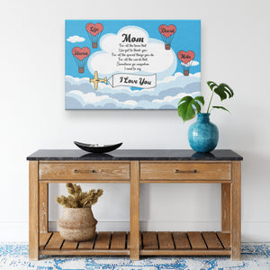 Personalized Canvas for My Mom, Custom Names With Hearts, Special Gift from Daughter Son or Husband, Mother's Day Saying Gift