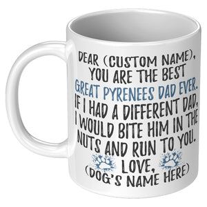 Personalized Great Pyrenees Dog Dad Coffee Mug, Great Pyrenees Owner Men Gifts