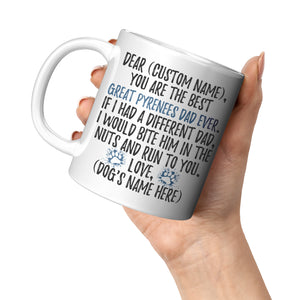 Personalized Great Pyrenees Dog Dad Coffee Mug, Great Pyrenees Owner Men Gifts