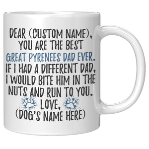 Personalized Great Pyrenees Dog Dad Coffee Mug, Great Pyrenees Owner Men Gifts