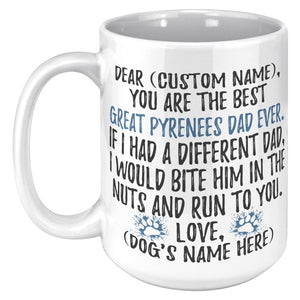 Personalized Great Pyrenees Dog Dad Coffee Mug, Great Pyrenees Owner Men Gifts