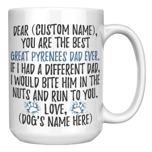 Personalized Great Pyrenees Dog Dad Coffee Mug, Great Pyrenees Owner Men Gifts