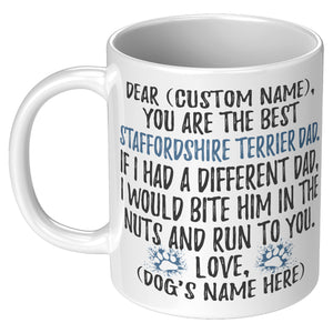 Personalized Staffordshire Bull Terrier Dad Daddy Mug, Best Staffy Dog Gifts