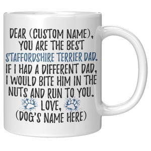 Personalized Staffordshire Bull Terrier Dad Daddy Mug, Best Staffy Dog Gifts