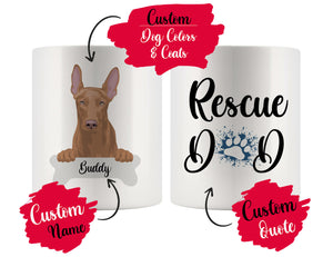 Personalized Pharaoh Hound Dog Rescue Mom Dad Mug, Best Dog Owner Gift