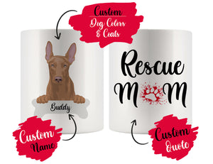 Personalized Pharaoh Hound Dog Rescue Mom Dad Mug, Best Dog Owner Gift