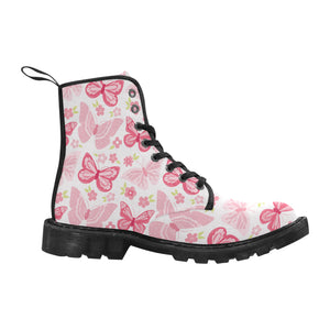 Pink Butterfly Canvas Women's Boots - Freedom Look