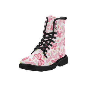 Pink Butterfly Canvas Women's Boots - Freedom Look