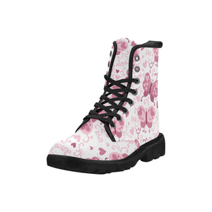 Pink Love Butterfly Canvas Women's Boots - Freedom Look