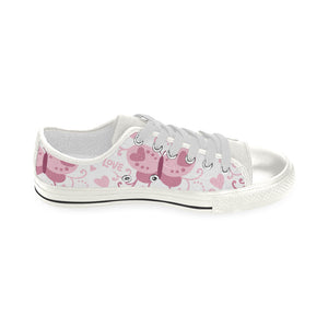 High & Low Top Canvas Women's Shoes - Pink Butterfly With Hearts - Freedom Look