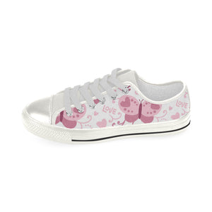 High & Low Top Canvas Women's Shoes - Pink Butterfly With Hearts - Freedom Look