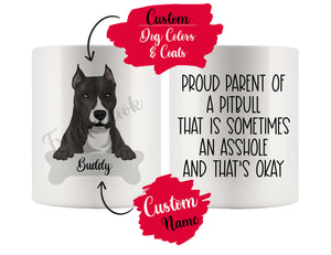 Personalized Pitbull Dog Mom Dad Mug, Funny Dog Owner Gift