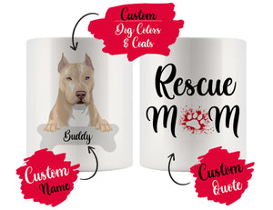Personalized Pitbull Dog Rescue Mom Dad Mug, Best Dog Owner Gift