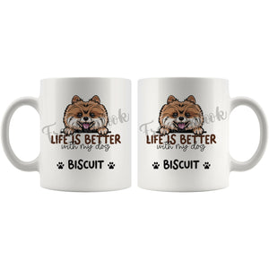 Personalized Pomeranian Dog Mom Dad Mug, Custom Dog's Name Gift