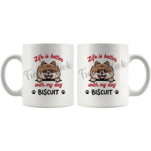 Personalized Pomeranian Dog Mom Dad Mug, Custom Dog's Name Gift