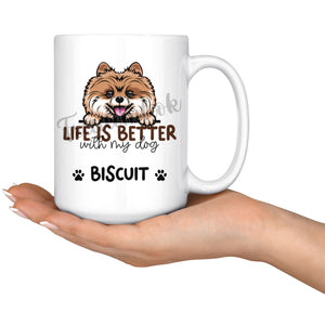 Personalized Pomeranian Dog Mom Dad Mug, Custom Dog's Name Gift