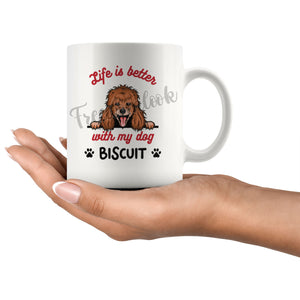 Personalized Poodle Dog Mom Dad Mug, Custom Dog's Name Gift