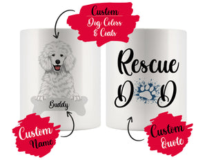 Personalized Poodle Dog Rescue Mom Dad Mug, Best Dog Owner Gift