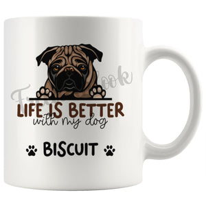 Personalized Pug Dog Mom Dad Mug, Custom Dog's Name Gift