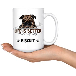 Personalized Pug Dog Mom Dad Mug, Custom Dog's Name Gift