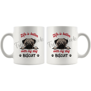 Personalized Pug Dog Mom Dad Mug, Custom Dog's Name Gift