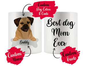 Personalized Puggle Dog Mom Dad Mug, Best Dog Owner Gift